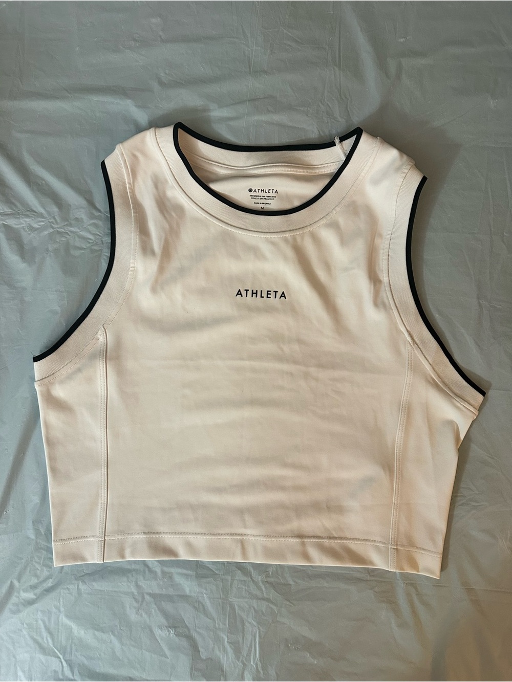 Athleta White Cropped Tank with Black Contrast Trim